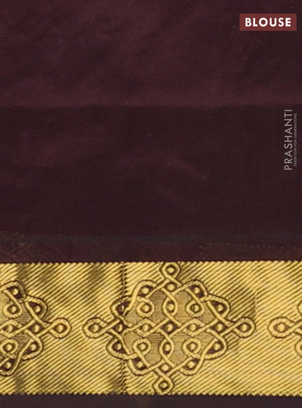 Green & Coffee Brown Semi Silk Cotton Saree