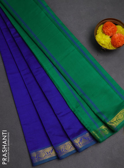 Blue & Green Semi Silk Cotton Saree