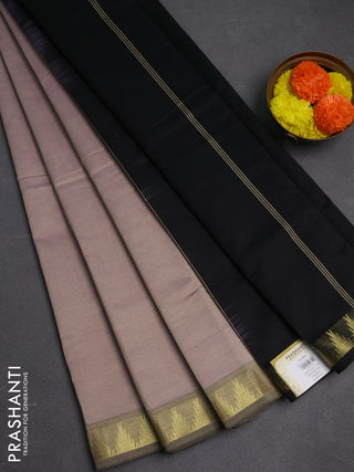 Beige & Black Semi Silk Cotton Saree