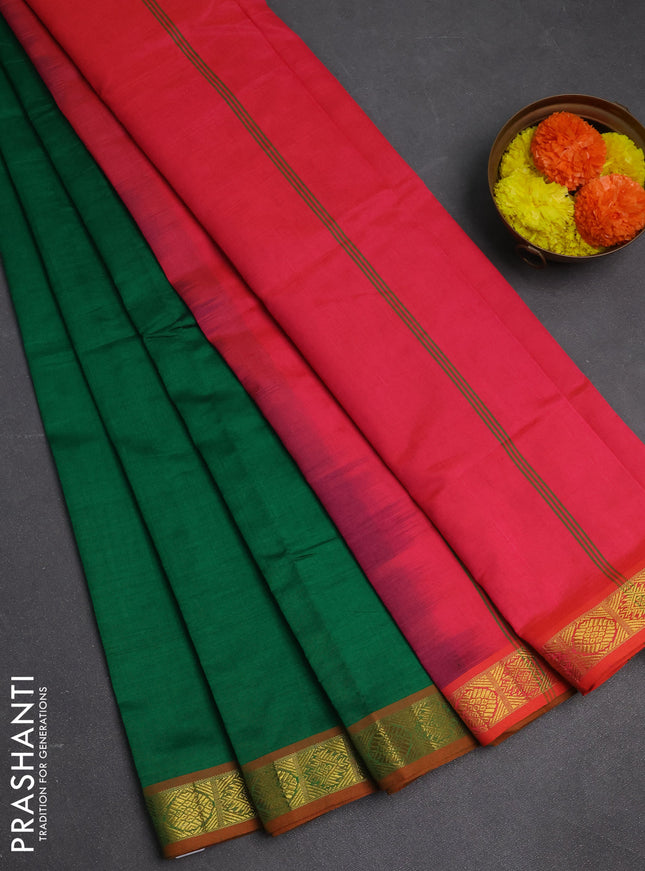 Green & Pink Semi Silk Cotton Saree