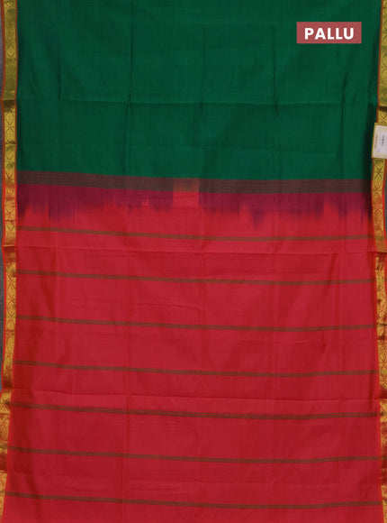 Green & Pink Semi Silk Cotton Saree