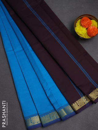 Cs Blue & Coffee Brown Semi Silk Cotton Saree