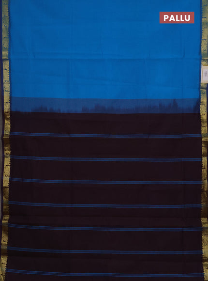 Cs Blue & Coffee Brown Semi Silk Cotton Saree