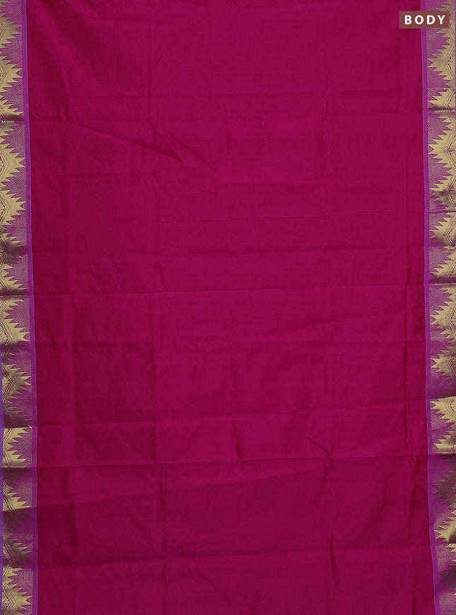 Pink & Sky Blue Semi Silk Cotton Saree