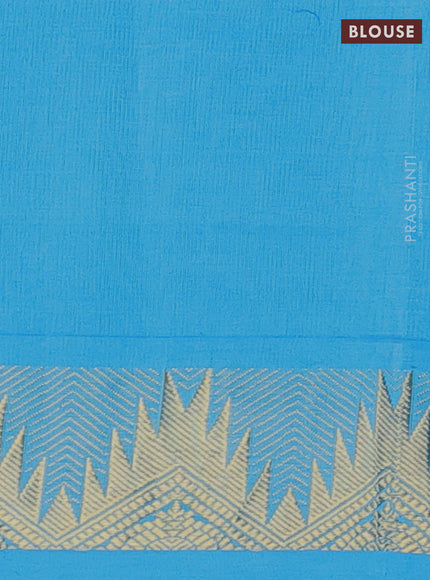 Pink & Sky Blue Semi Silk Cotton Saree