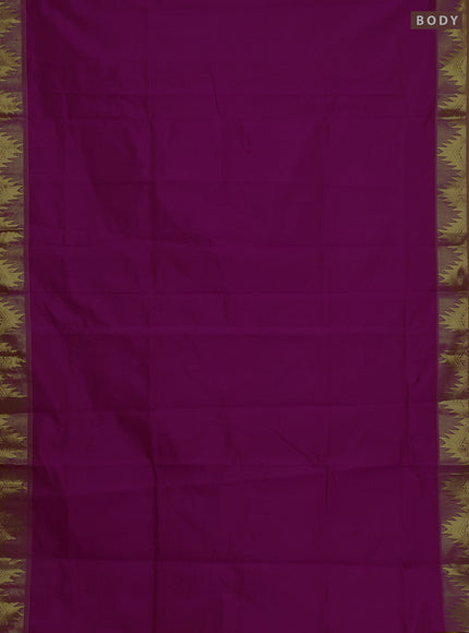 Magenta Pink & Mustard Yellow Semi Silk Cotton Saree