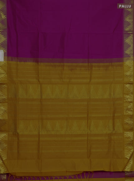 Magenta Pink & Mustard Yellow Semi Silk Cotton Saree