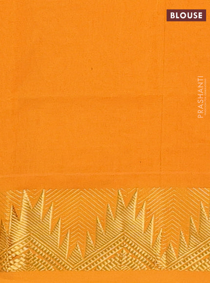 Magenta Pink & Mustard Yellow Semi Silk Cotton Saree