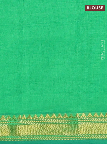 Magenta Pink & Green Semi Silk Cotton Saree