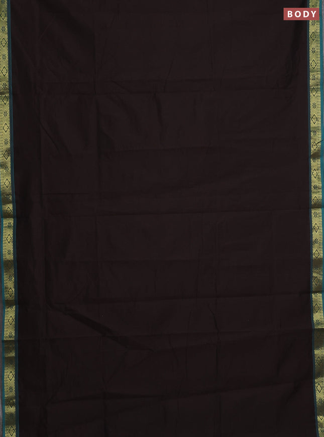 Coffee Brown & Peacock Blue Semi Silk Cotton Saree