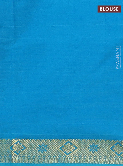 Coffee Brown & Peacock Blue Semi Silk Cotton Saree