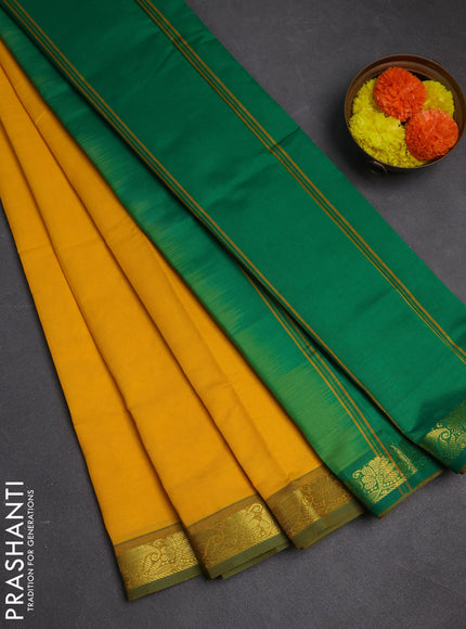 Yellow & Green Semi Silk Cotton Saree