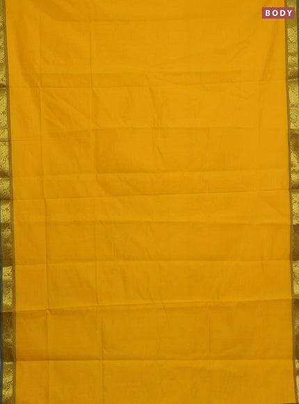 Yellow & Green Semi Silk Cotton Saree