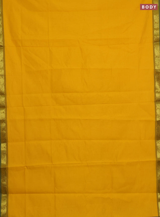 Yellow & Green Semi Silk Cotton Saree
