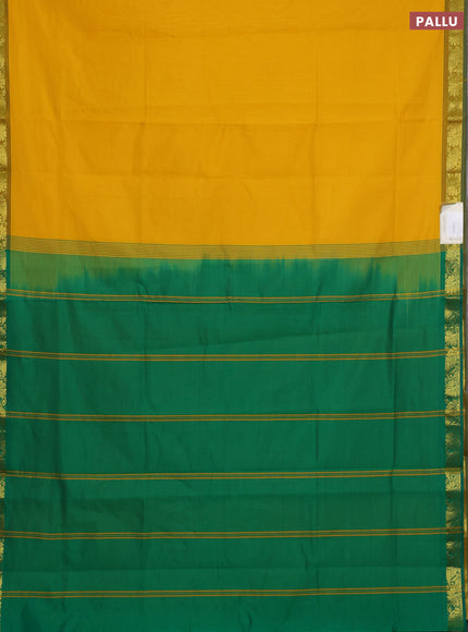 Yellow & Green Semi Silk Cotton Saree