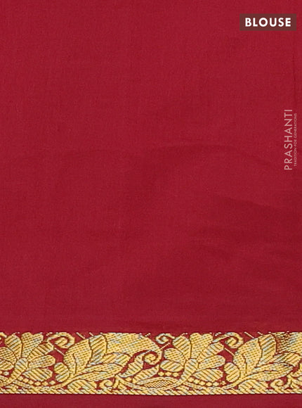Peacock Green & Maroon Semi Silk Cotton Saree