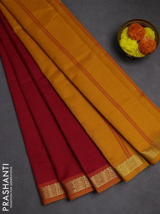 Red & Mustard Yellow Semi Silk Cotton Saree