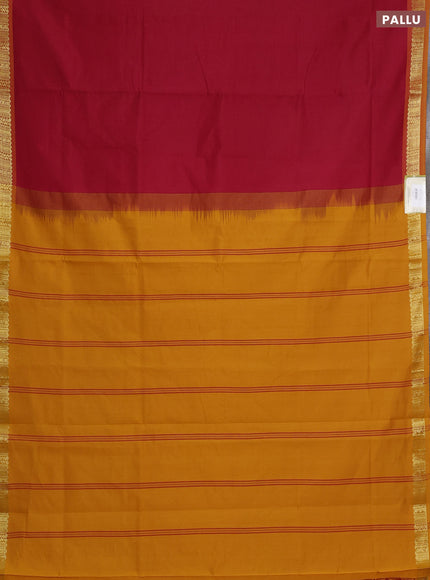 Red & Mustard Yellow Semi Silk Cotton Saree