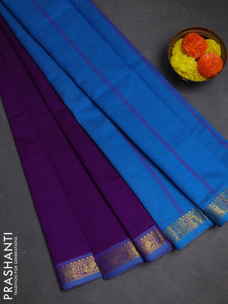 Purple & Cs Blue Semi Silk Cotton Saree