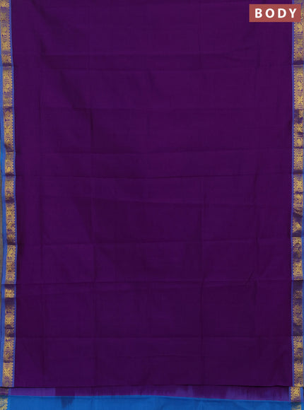 Purple & Cs Blue Semi Silk Cotton Saree