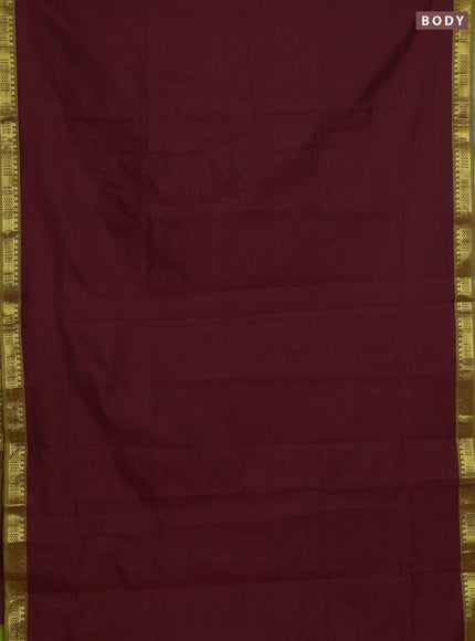 Maroon & Green Semi Silk Cotton Saree