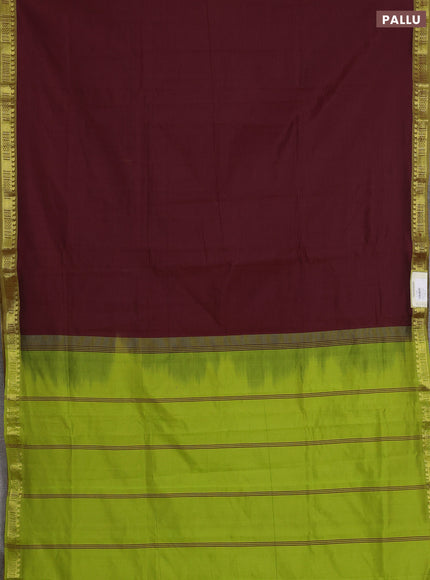 Maroon & Green Semi Silk Cotton Saree