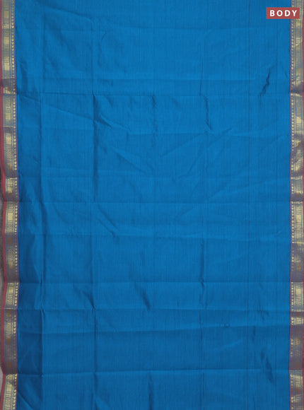 Blue & Orange Semi Silk Cotton Saree