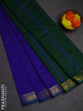 Blue & Green Semi Silk Cotton Saree