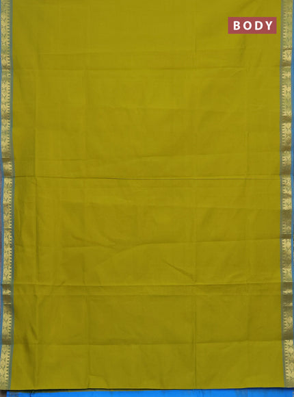 Green & Sky Blue Semi Silk Cotton Saree