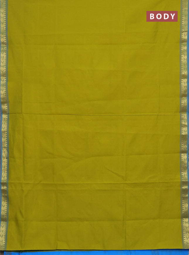 Green & Sky Blue Semi Silk Cotton Saree