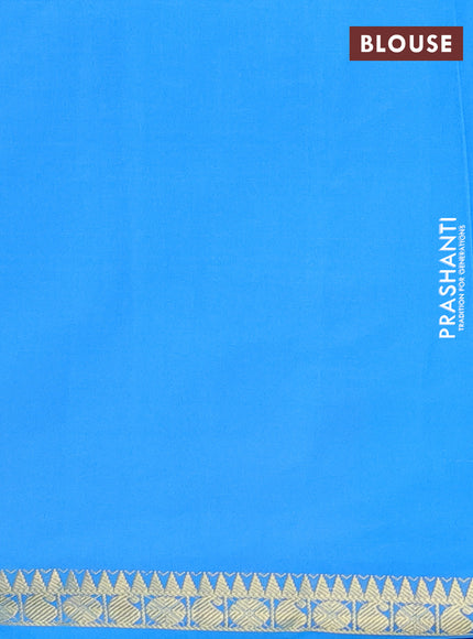 Green & Sky Blue Semi Silk Cotton Saree