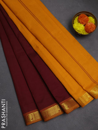 Maroon & Mustard Yellow Semi Silk Cotton Saree