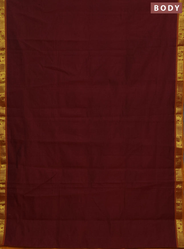 Maroon & Mustard Yellow Semi Silk Cotton Saree