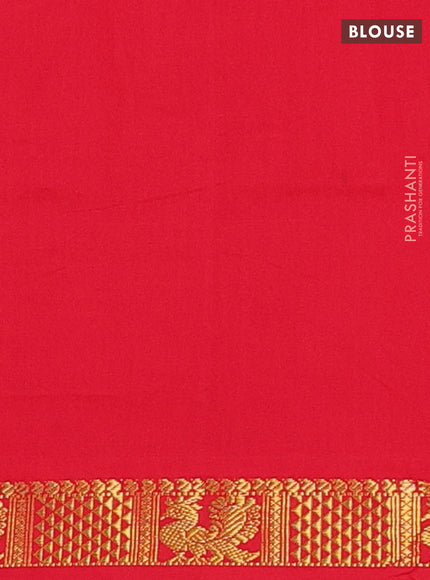 Peacock Blue & Red Semi Silk Cotton Saree