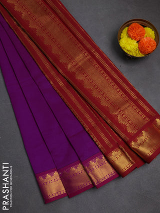Magenta Pink & Maroon Semi Silk Cotton Saree