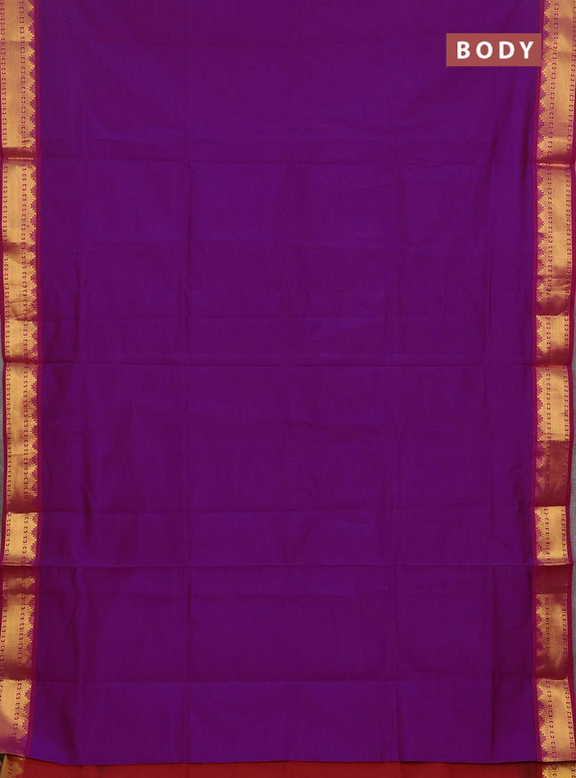 Magenta Pink & Maroon Semi Silk Cotton Saree