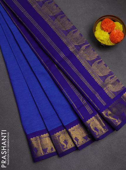 Blue & Violet Semi Silk Cotton Saree