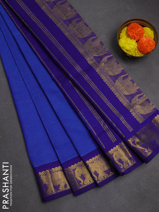Blue & Violet Semi Silk Cotton Saree