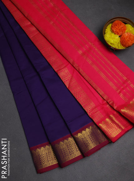 Violet & Pink Semi Silk Cotton Saree