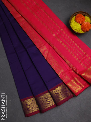 Violet & Pink Semi Silk Cotton Saree