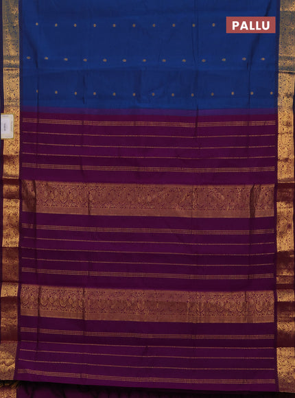 Peacock Blue & Purple Semi Silk Cotton Saree - Buttas