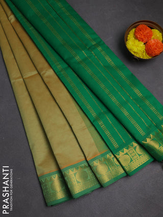 Mustard & Green Semi Silk Cotton Saree