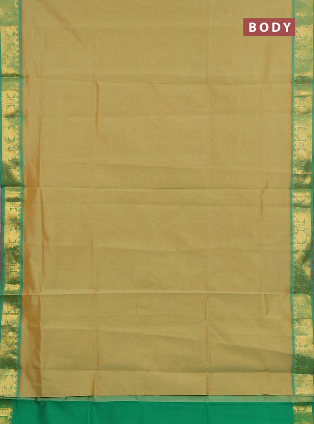 Mustard & Green Semi Silk Cotton Saree