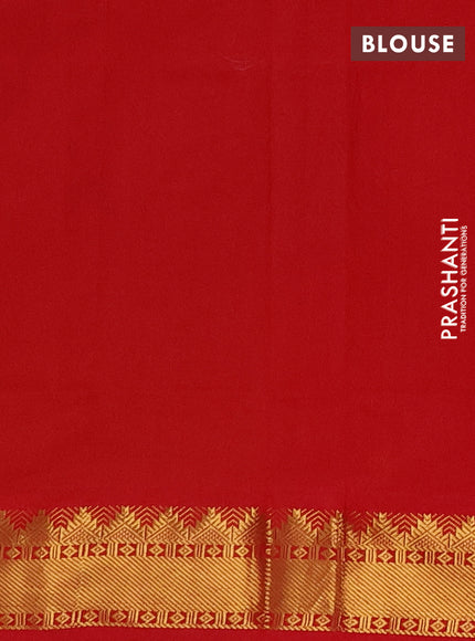 Mustard Yellow & red Semi Silk Cotton Saree