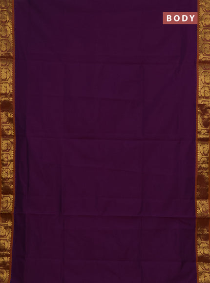 Purple & Mustard Yellow Semi Silk Cotton Saree