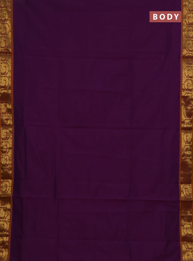 Purple & Mustard Yellow Semi Silk Cotton Saree