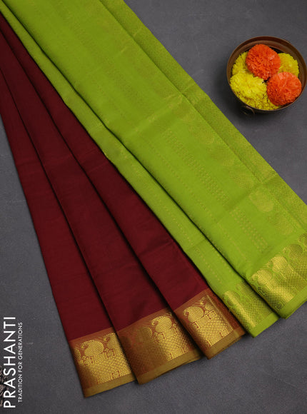 Maroon & Green Semi Silk Cotton Saree