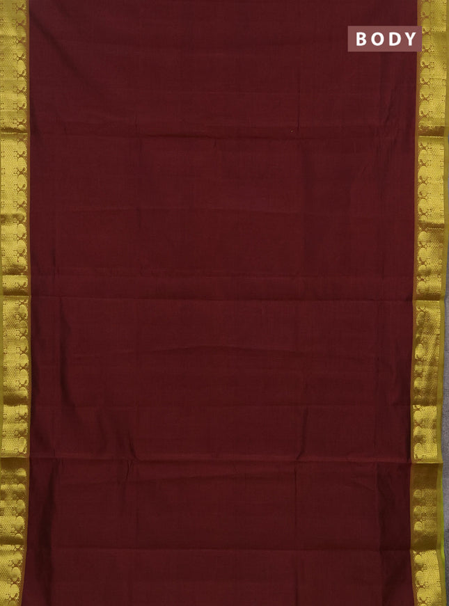 Maroon & Green Semi Silk Cotton Saree