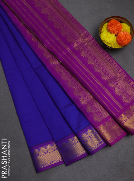 Violet & Purple Semi Silk Cotton Saree