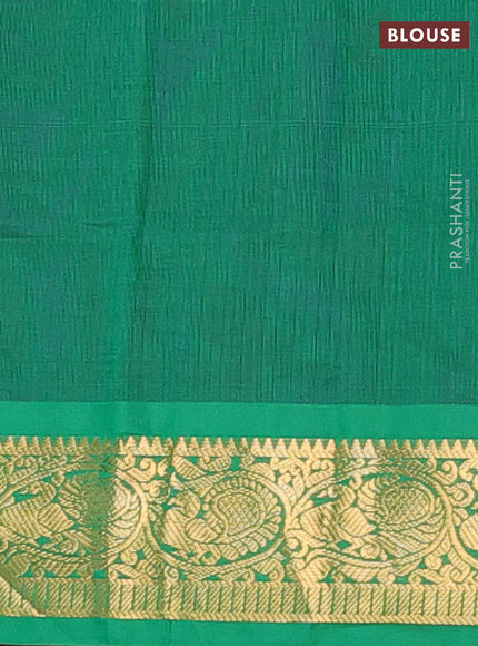Peach & Green Semi Silk Cotton Saree - Buttas